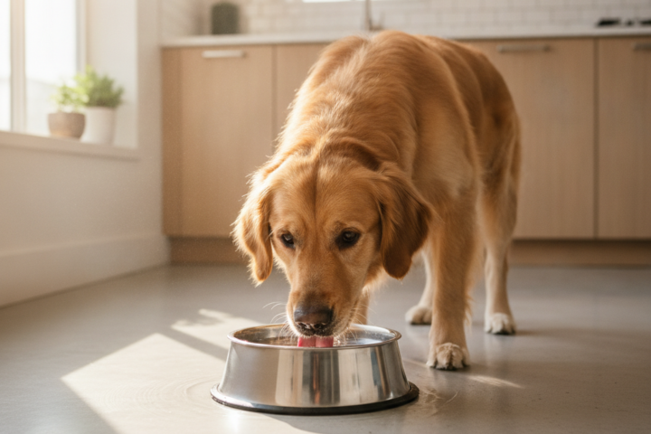 Dog being checked for common signs of dehydration